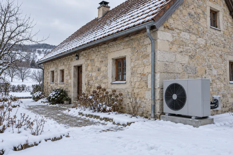 Hochtemperatur-Wärmepumpe an einem alten, unsanierten Bauernhaus